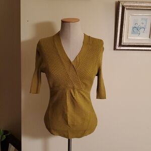 Olive Green Ribbed Knit Top